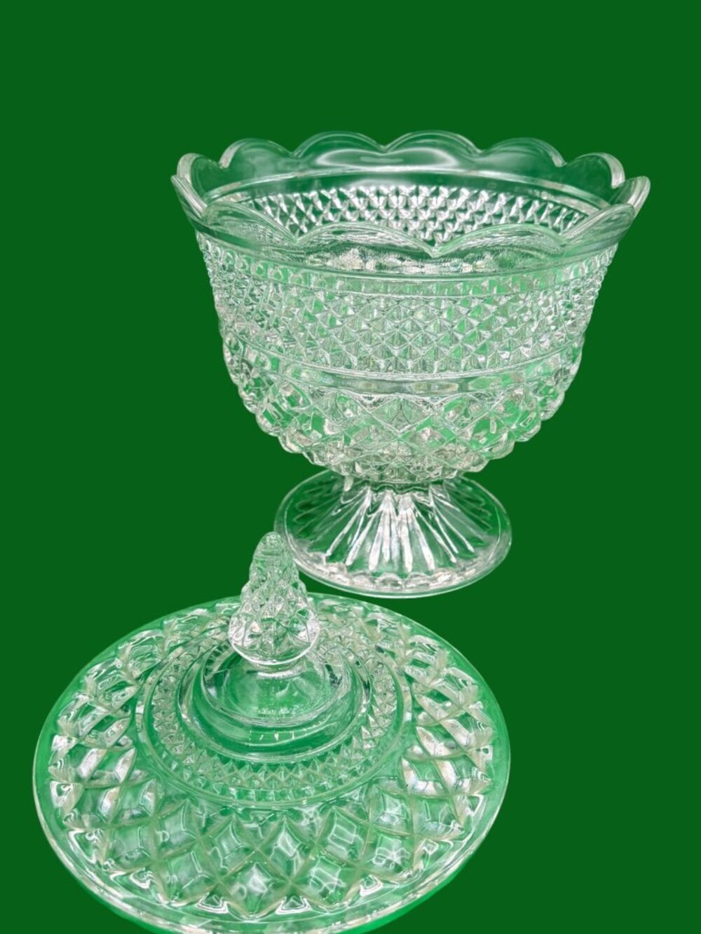 Vintage Anchor Hocking Wexford Lidded Compote Dish Pedestal Candy Bowl 10" - Picture 4 of 11